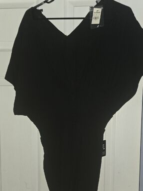 Black V-Neck Button-Front Dress